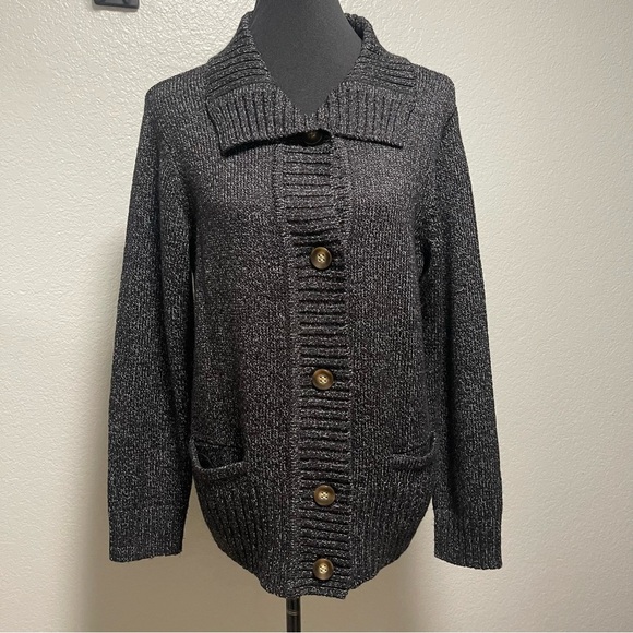 Karen Scott Grandma Core Button Down Marled Collar Cardigan  Size Medium - Picture 1 of 7